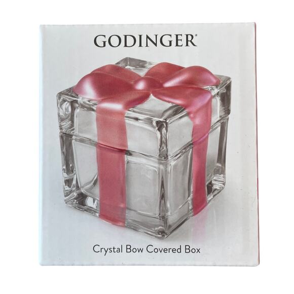 Godinger Crystal Gift Box with Pink Bow Christmas Present Trinket Box - Picture 3 of 16